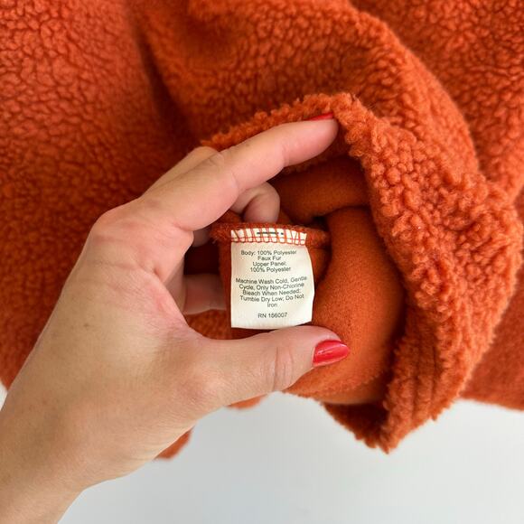 Vera Bradley Teddy Bear Fleece Colorblock Pullover Sweatshirt Orange/Pink L - Picture 7 of 8